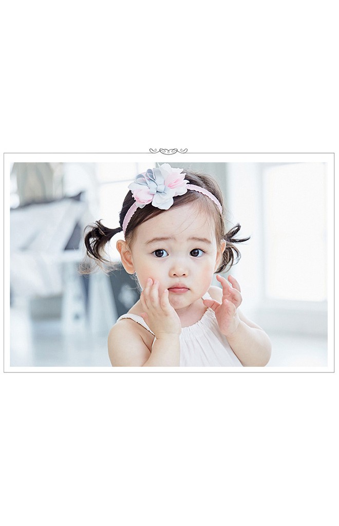 สายคาดผมเด็กหญิงสีชมพู สายยืดระบาย