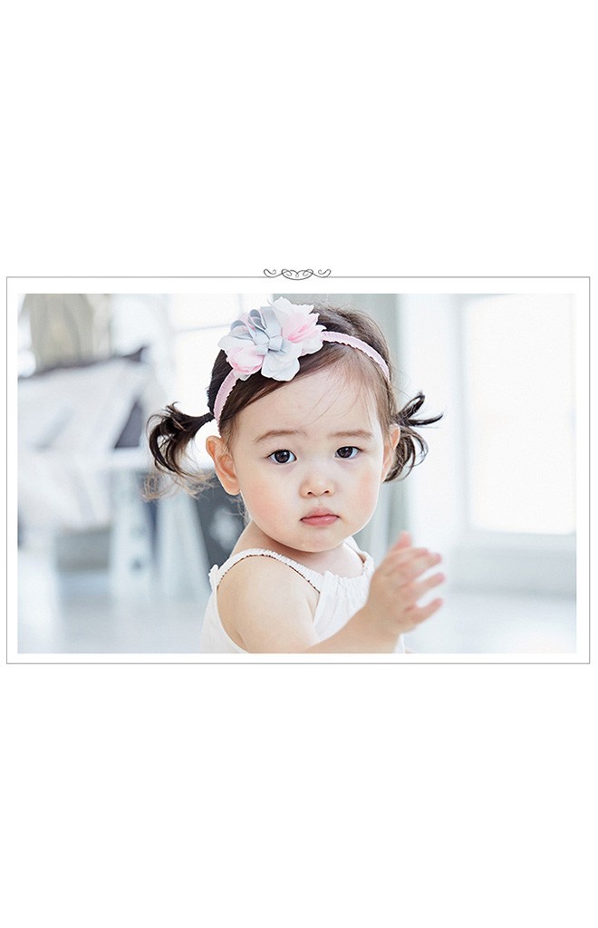 สายคาดผมเด็กหญิงสีชมพู สายยืดระบาย