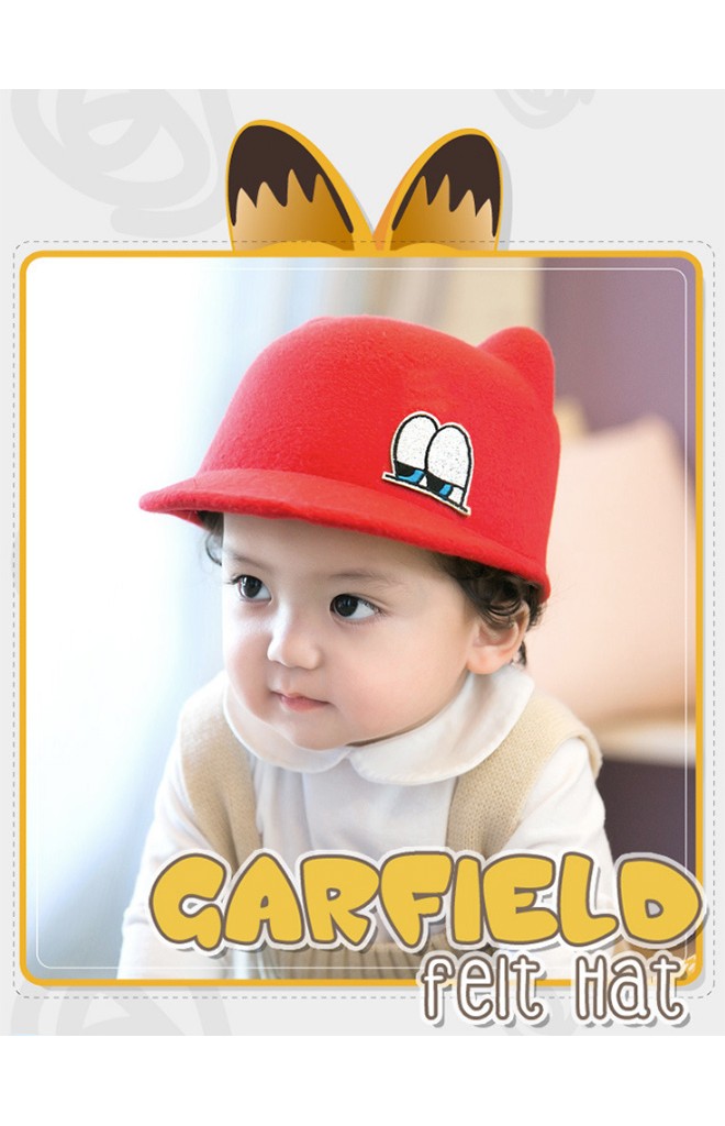 หมวกเด็กปีกสั้นแต่งหูน่ารัก ด้านหน้าแต่งรูปตา