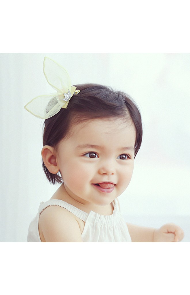 กิ๊บเด็กหูกระต่ายเซ็ต 2 ชิ้น สีเหลือง และ ชมพู ใส่ได้ 2 ด้าน