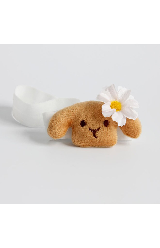สายคาดผมเจ้าตูบน้ำตาลแต่งดอกไม้ขาว