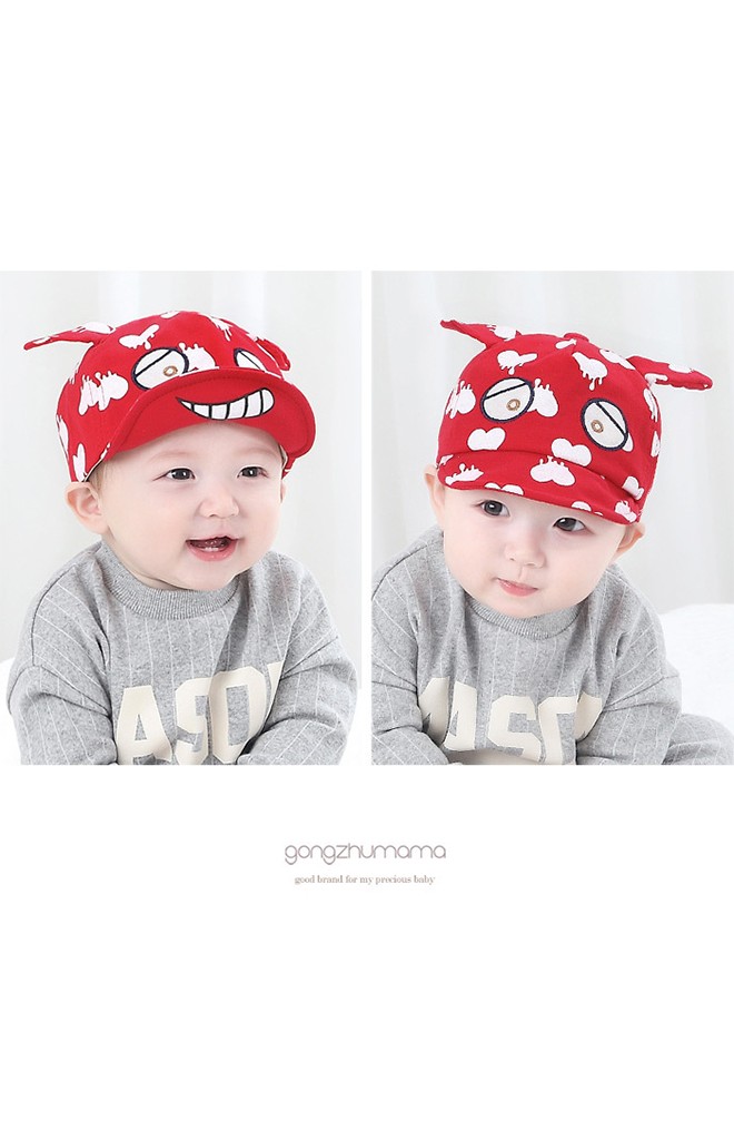 หมวกแก๊ปเด็กหน้าการ์ตูนแต่งหูลายหัวใจละลาย จาก GZMM