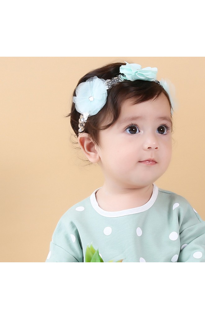 สายคาดผมดอกไม้ 3 ดอก สายแต่งเลื่อมเกล็ดปลา จาก Angel Neitiri