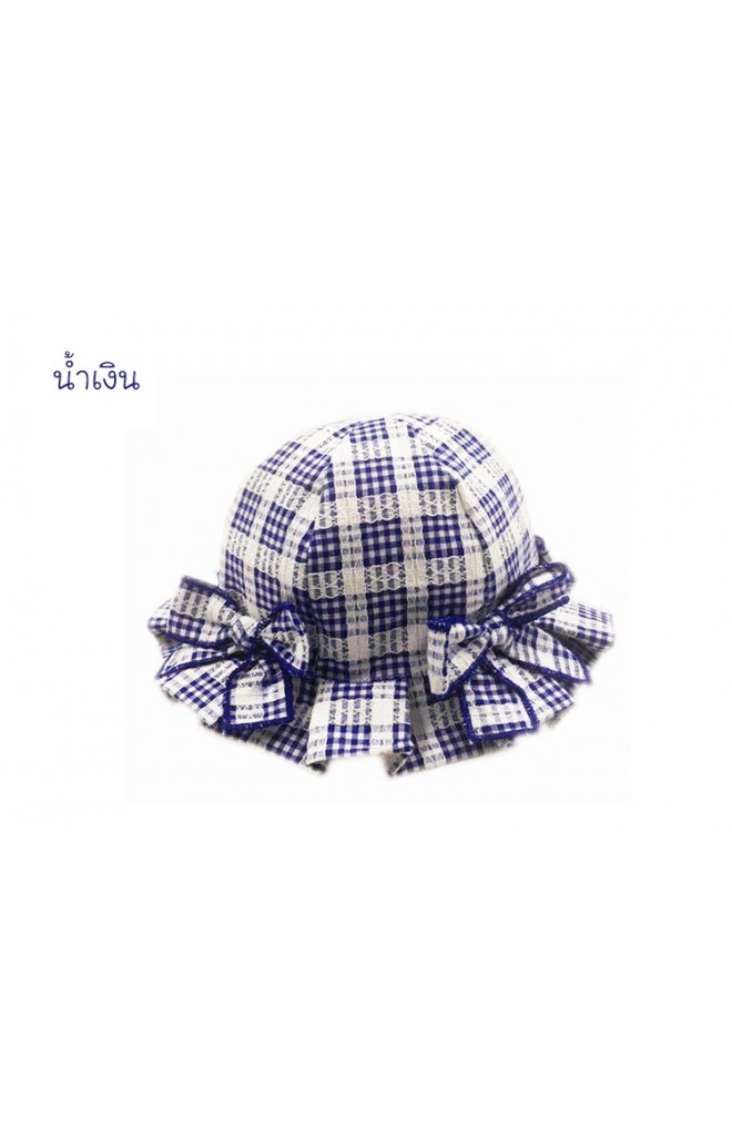 หมวกสาวน้อยลายสก๊อตแต่งโบว์หวาน
