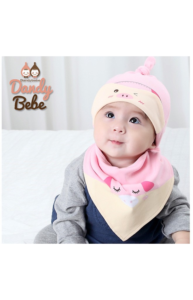 เซ็ตหมวกเด็กพร้อมผ้ากันเปื้อนลาย เป็ด หมี ลูกเจี๊ยบ จาก yoyotree