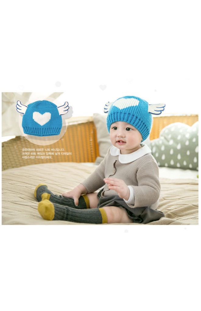 หมวกไหมพรม Angel ด้านหน้ารูปหัวใจ จาก GZMM