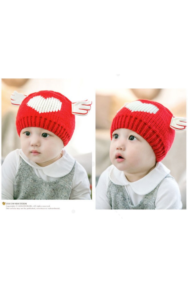 หมวกไหมพรม Angel ด้านหน้ารูปหัวใจ จาก GZMM