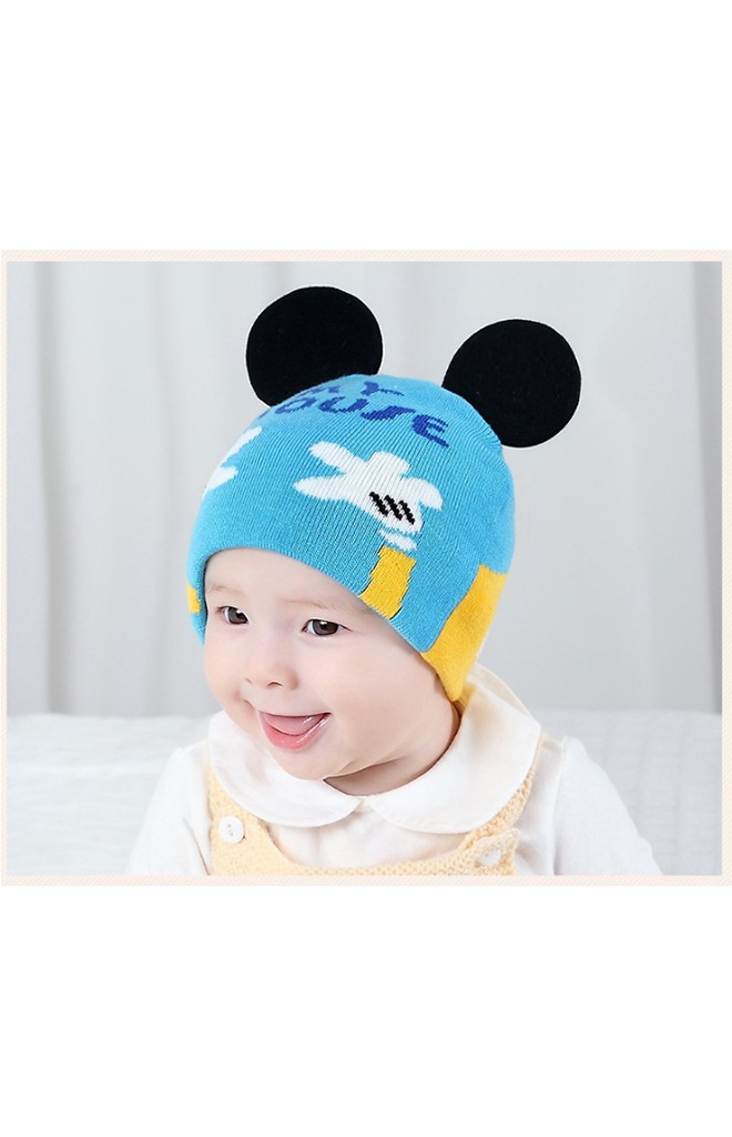หมวกถักมิกกี้รูปมืออักษร My Mouse หมวกน่ารักใส่ได้ทั้งสองด้าน TIANYIBEAR