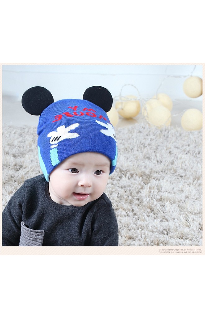 หมวกถักมิกกี้รูปมืออักษร My Mouse หมวกน่ารักใส่ได้ทั้งสองด้าน TIANYIBEAR