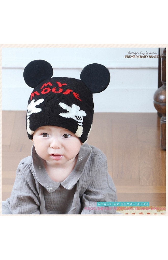 หมวกถักมิกกี้รูปมืออักษร My Mouse หมวกน่ารักใส่ได้ทั้งสองด้าน TIANYIBEAR