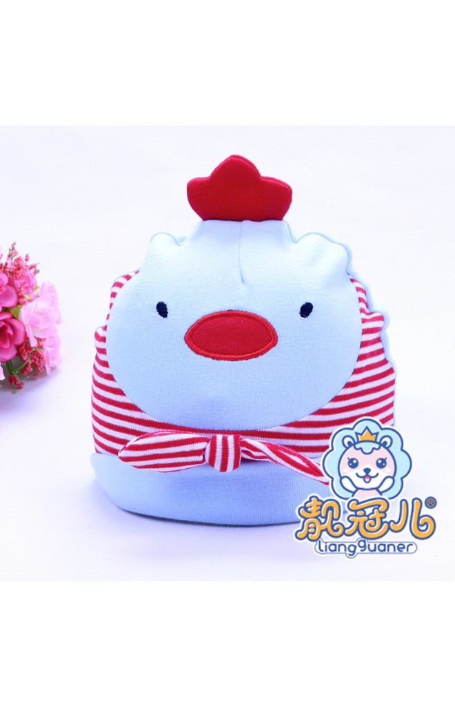 หมวกบีนนี่ลูกไก่ลายขวางแต่งโบว์น่ารัก