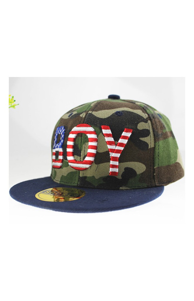 หมวกแก๊ปลายทหาร ปักอักษร BOY ปักหมวกสีพื้น