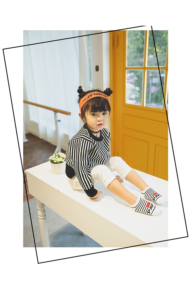 ถุงเท้าเด็กข้อสั้นแบบหนา แพ็ค 3 คู่ สีขาวลายรัก PAPA, MAMA และ BABY
