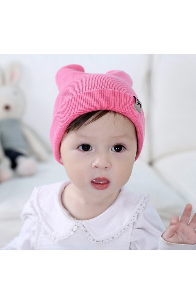 หมวกบีนนี่มีเขาพับขอบ แต่งป้ายเจ้าตูบ