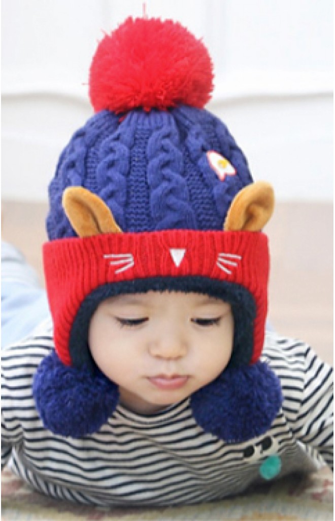 หมวกไหมพรมแมวเหมียวน่ารัก ซับผ้าขน หมวกไหมพรมแมวเหมียวน่ารัก ซับผ้าขน