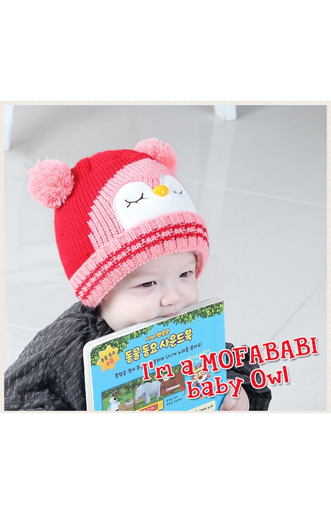 หมวกไหมพรมนกฮูกแต่งหูปอมปอมน่ารักจาก MOFABABI