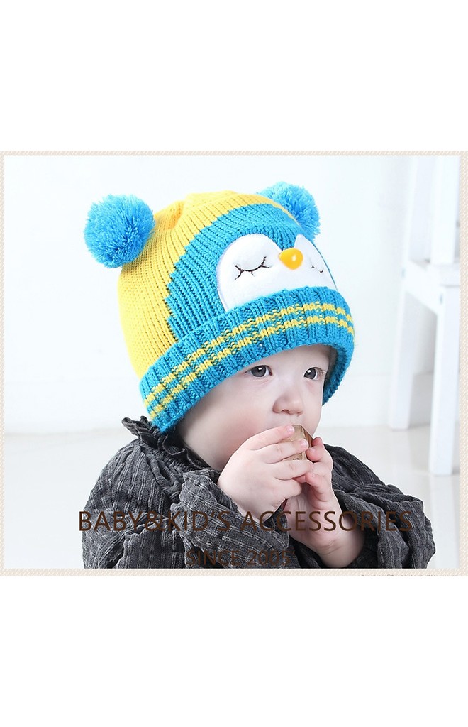 หมวกไหมพรมนกฮูกแต่งหูปอมปอมน่ารักจาก MOFABABI