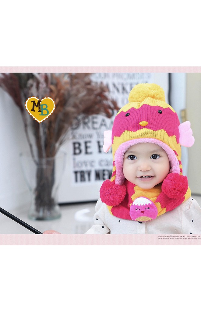 เซ็ตหมวกไหมพรมลูกเจี๊ยบมาพร้อมผ้าสวมคอ จาก MOFABABI