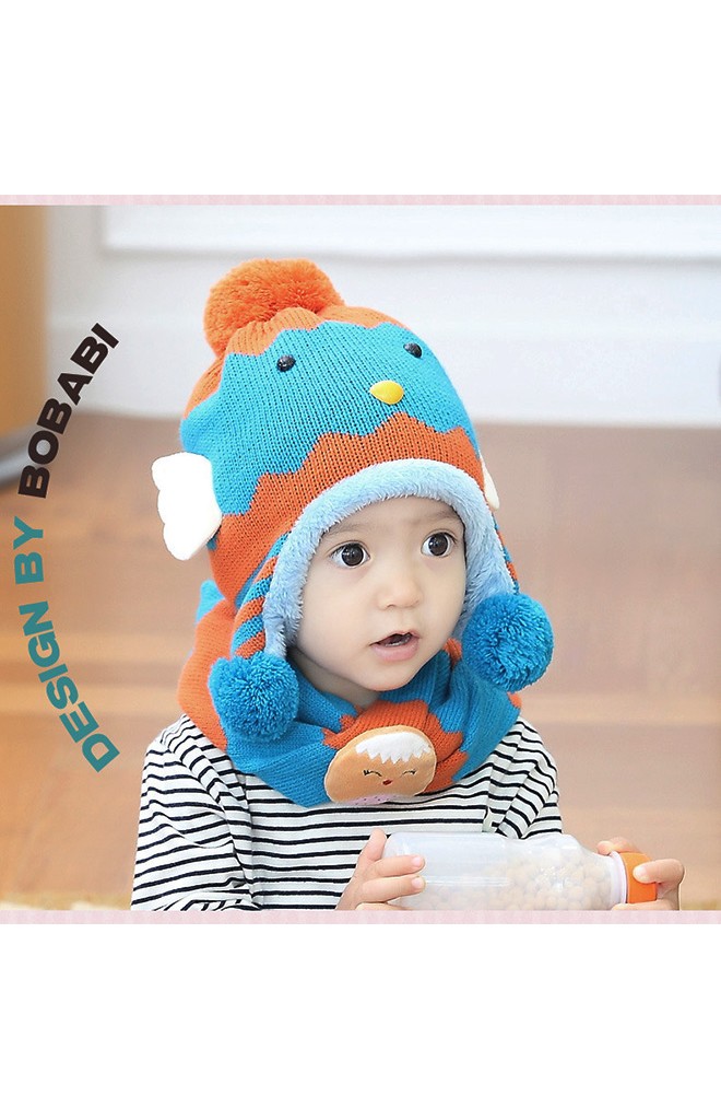 เซ็ตหมวกไหมพรมลูกเจี๊ยบมาพร้อมผ้าสวมคอ จาก MOFABABI