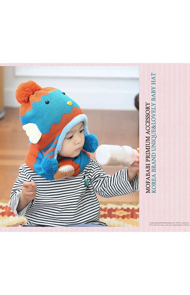 เซ็ตหมวกไหมพรมลูกเจี๊ยบมาพร้อมผ้าสวมคอ จาก MOFABABI