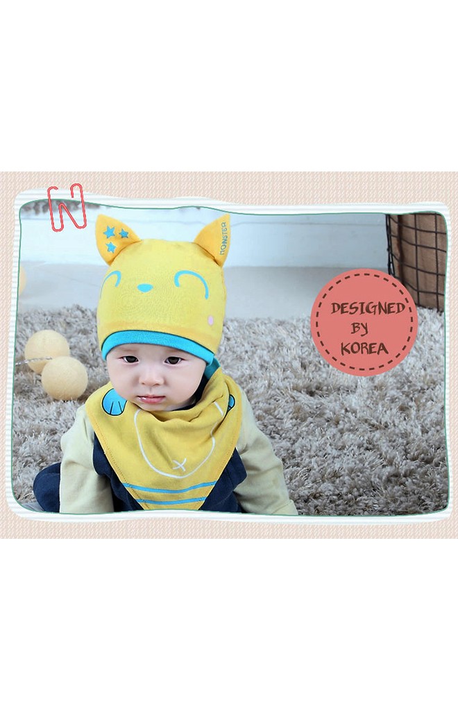 เซ็ตหมวก MONSTER พร้อมผ้ากันเปื้อนลายเข้าชุดกัน DANDY BEBE