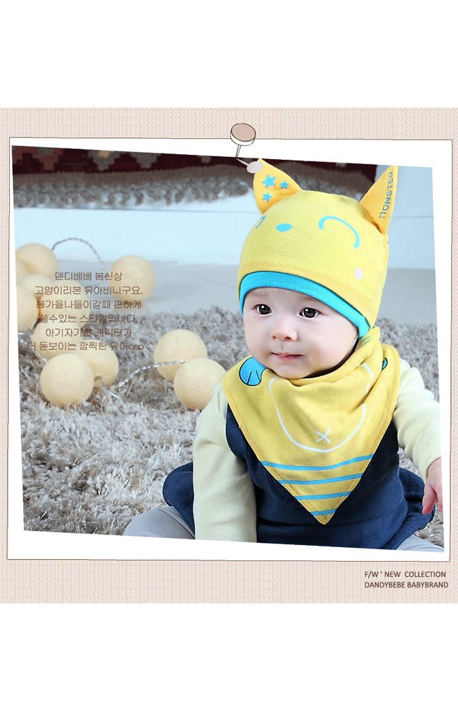 เซ็ตหมวก MONSTER พร้อมผ้ากันเปื้อนลายเข้าชุดกัน DANDY BEBE