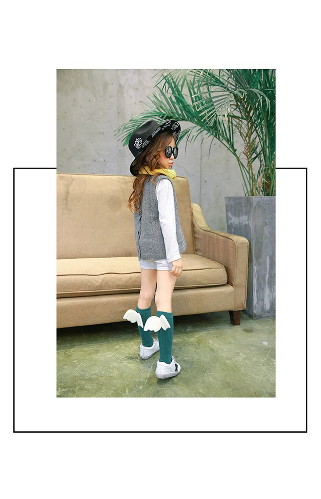 ถุงเท้าเด็กแบบยาวแต่งปีกเทวดา-นางฟ้า