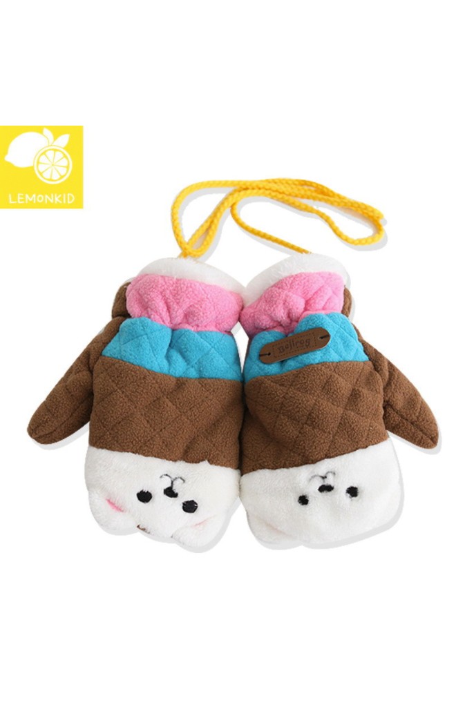 ถุงมือไหมพรมกันหนาวเด็ก ลายหน้าหมีน้อย Lemonkid
