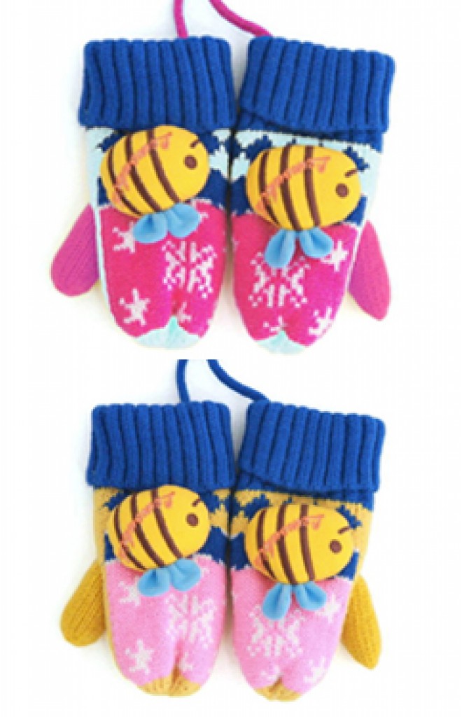 ถุงมือไหมพรมกันหนาวเด็ก ลายหิมะรูปผึ้งน้อยแบบนูน Lemonkid ถุงมือไหมพรมกันหนาวเด็ก ลายหิมะรูปผึ้งน้อยแบบนูน Lemonkid