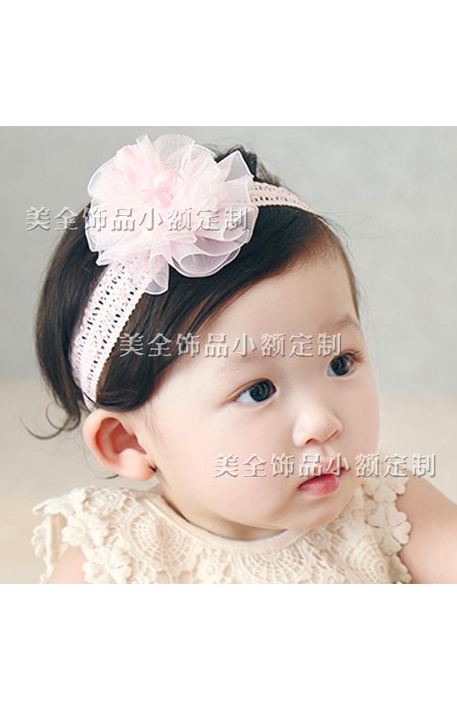 สายคาดผมสีชมพูดอกไม้สวย สายคาดลายถัก