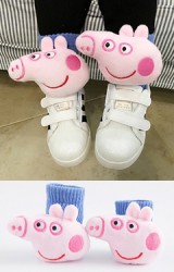 ถุงเท้าเด็กแต่งตุ๊กตาหมูชมพู Peppa Pig