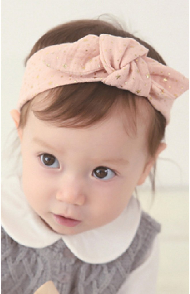 ผ้าคาดผมโบว์ผ้าฝ้ายลายดาวสีทอง Angel Netiri ผ้าคาดผมโบว์ผ้าฝ้ายลายดาวสีทอง Angel Netiri