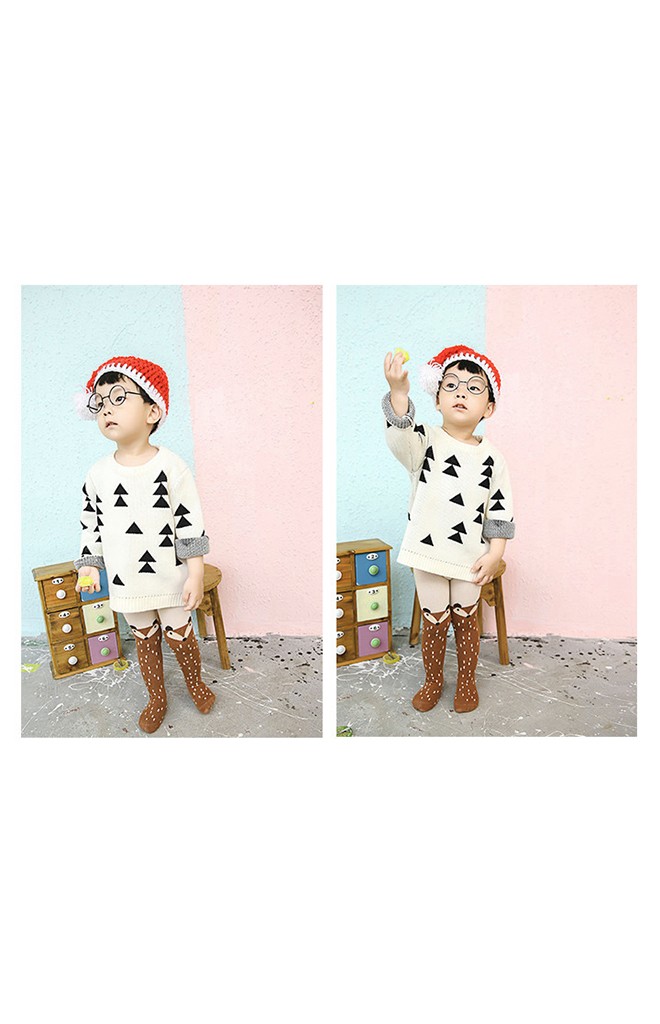 ถุงน่องเด็กกันหนาวสีน้ำตาลลายจิ้งจอก