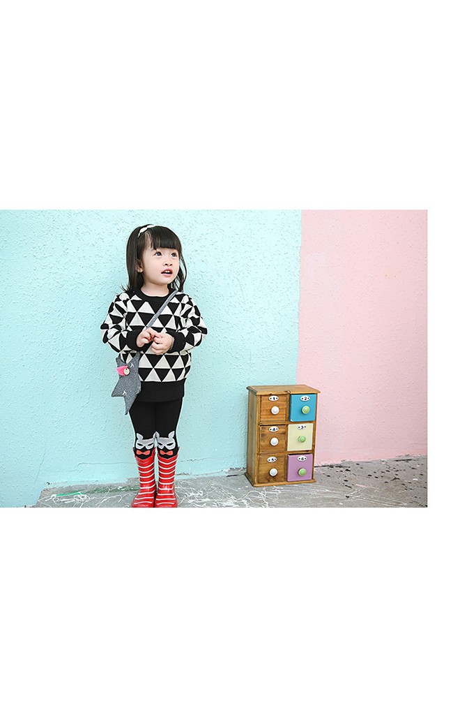 ถุงน่องเด็กกันหนาวสีดำลายหมี
