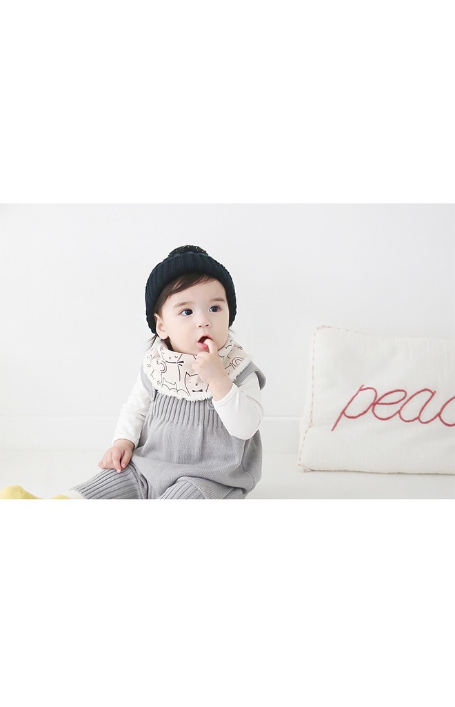 ผ้ากันเปื้อนเด็กแบบโค้งลายหนูและแมว