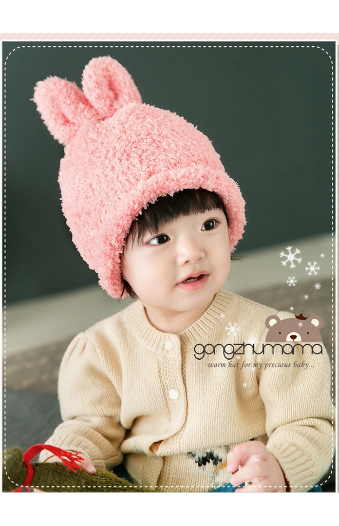 หมวกไหมพรมกระต่ายหูตั้งไหมพรมฟู GZMM
