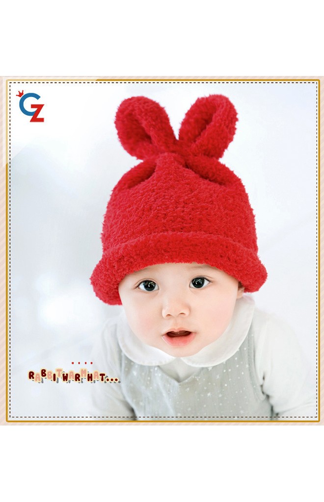 หมวกไหมพรมกระต่ายหูตั้งไหมพรมฟู GZMM