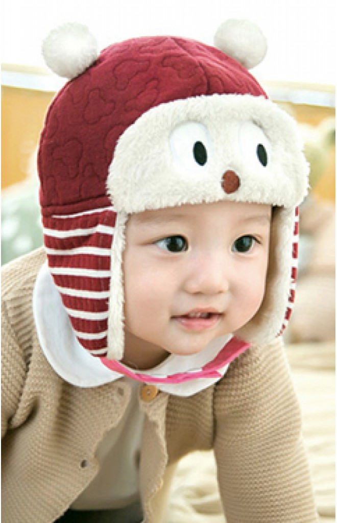 หมวกกันหนาวเด็กหน้าหมีแต่งหูลายมิกกี้น่ารัก GZMM