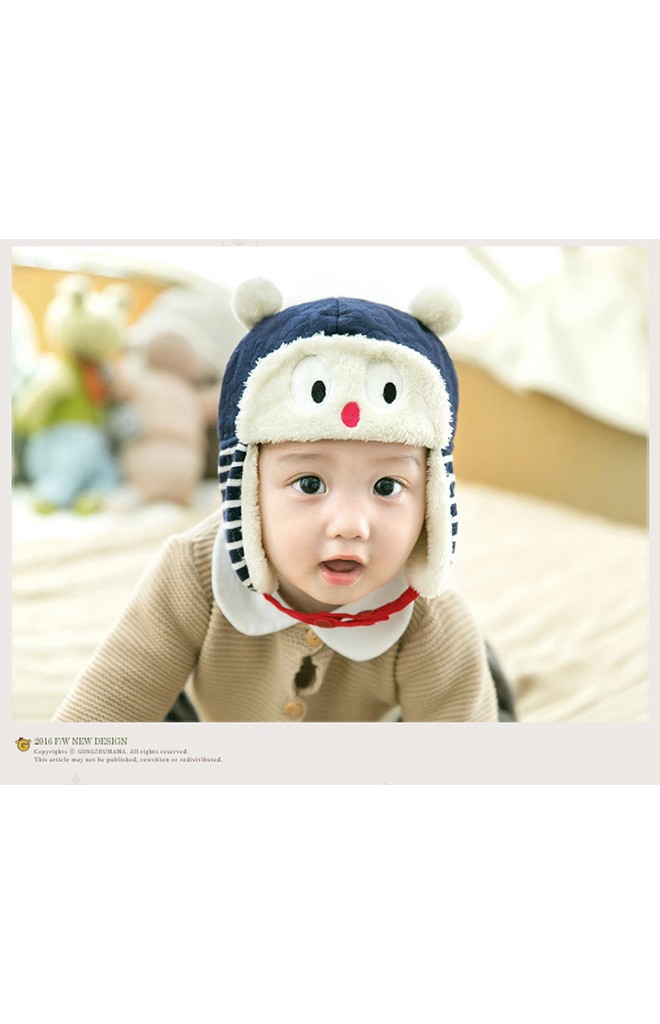 หมวกกันหนาวเด็กหน้าหมีแต่งหูลายมิกกี้น่ารัก GZMM