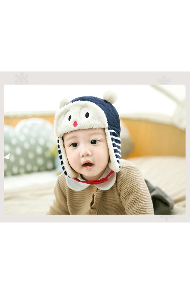 หมวกกันหนาวเด็กหน้าหมีแต่งหูลายมิกกี้น่ารัก GZMM