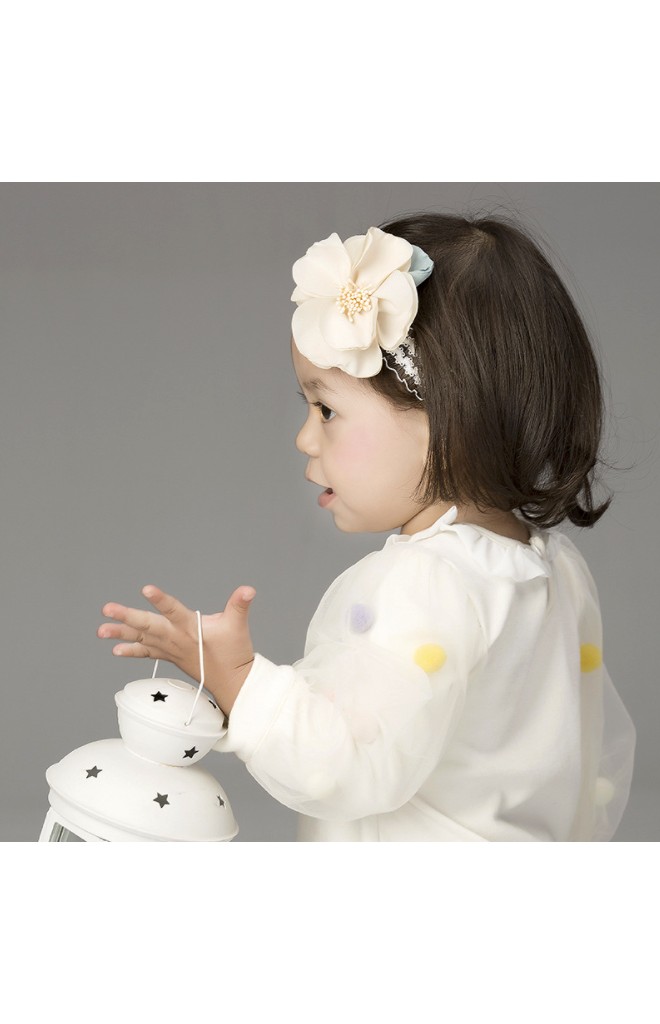 สายคาดผมดอกไม้หวาน สายคาดลูกไม้ขาว Angel Neitiri