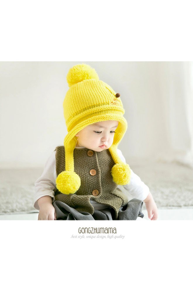 หมวกไหมพรมมีซับใน ปักเขากวางเรนเดียร์และอักษร MERRY CHRISTMAS
