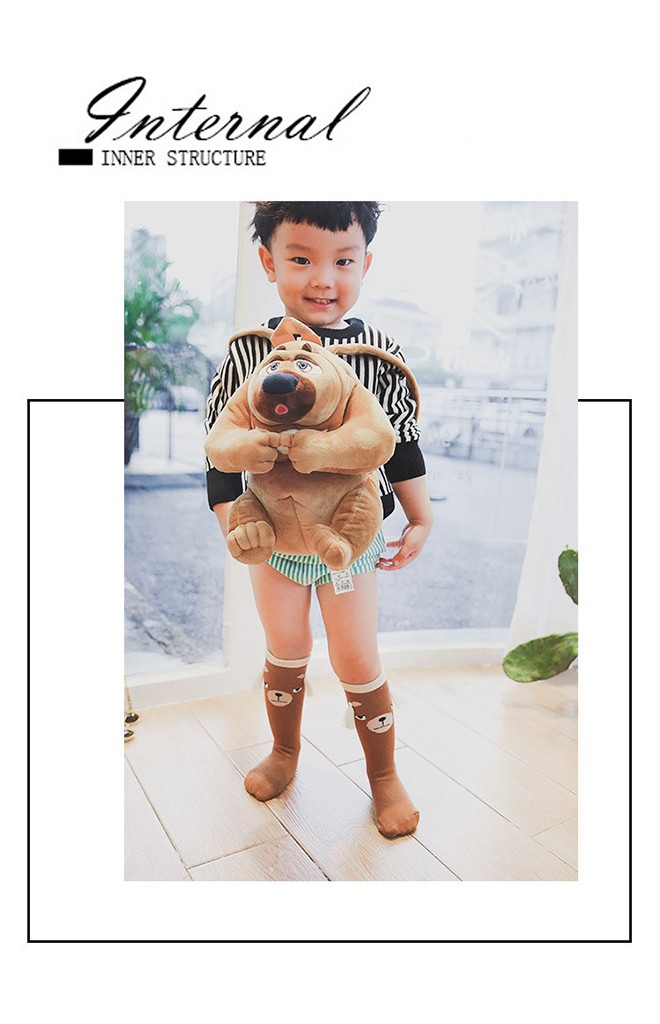 ถุงเท้าเด็กแบบยาว ลายหมีและแรคคูน แต่งพู่ห้อย