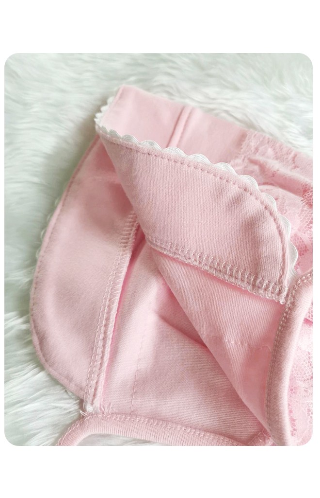 หมวกสาวน้อยสีชมพูตัวหมวกแต่งลูกไม้หวาน ปีกหมวกช่วยกันแดด