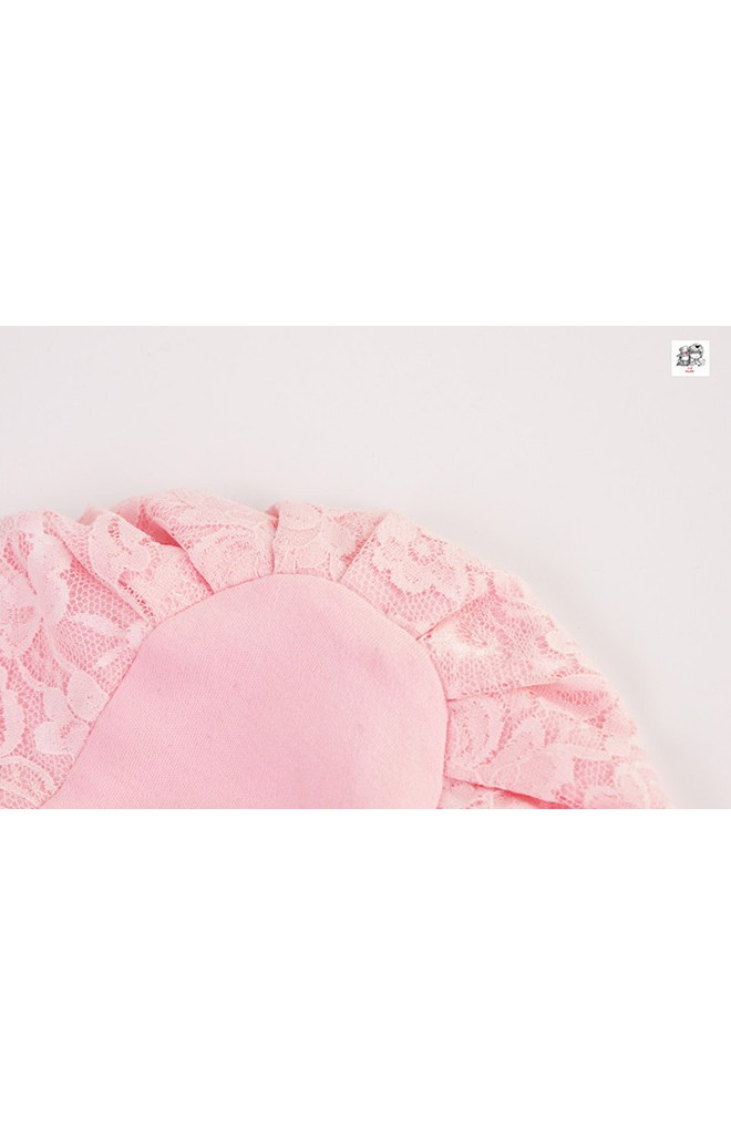 หมวกสาวน้อยสีชมพูตัวหมวกแต่งลูกไม้หวาน ปีกหมวกช่วยกันแดด