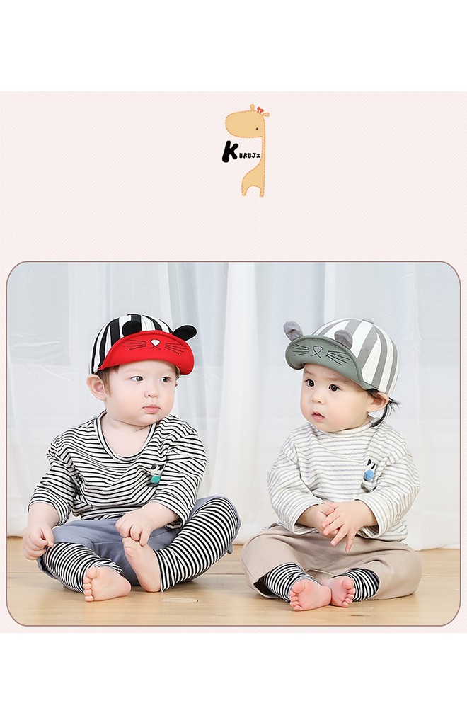หมวกแก๊ปกระต่าย ตัวหมวกลายทาง จาก KUKUJI