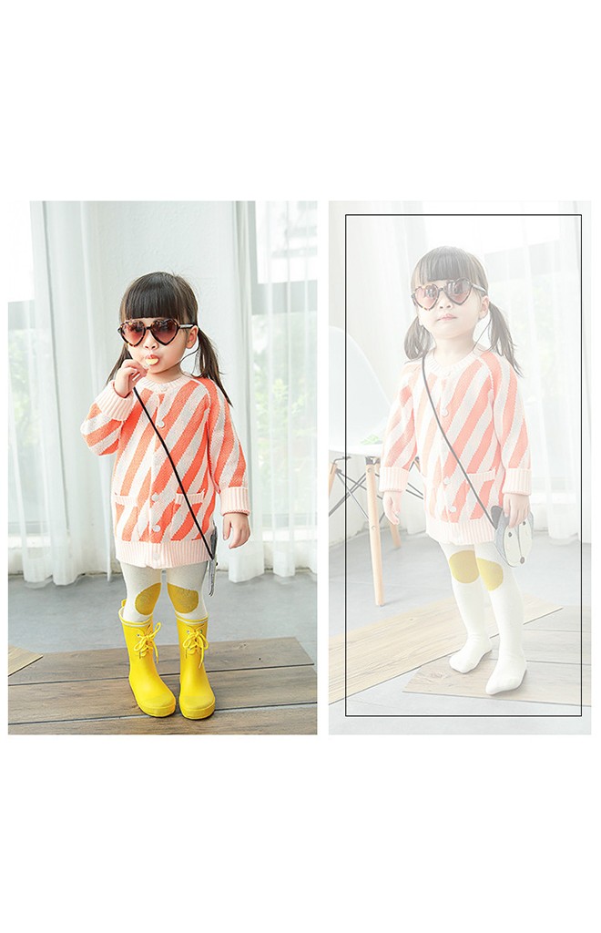 ถุงน่องเด็กกันหนาวช่วงเข่าวงกลมสี
