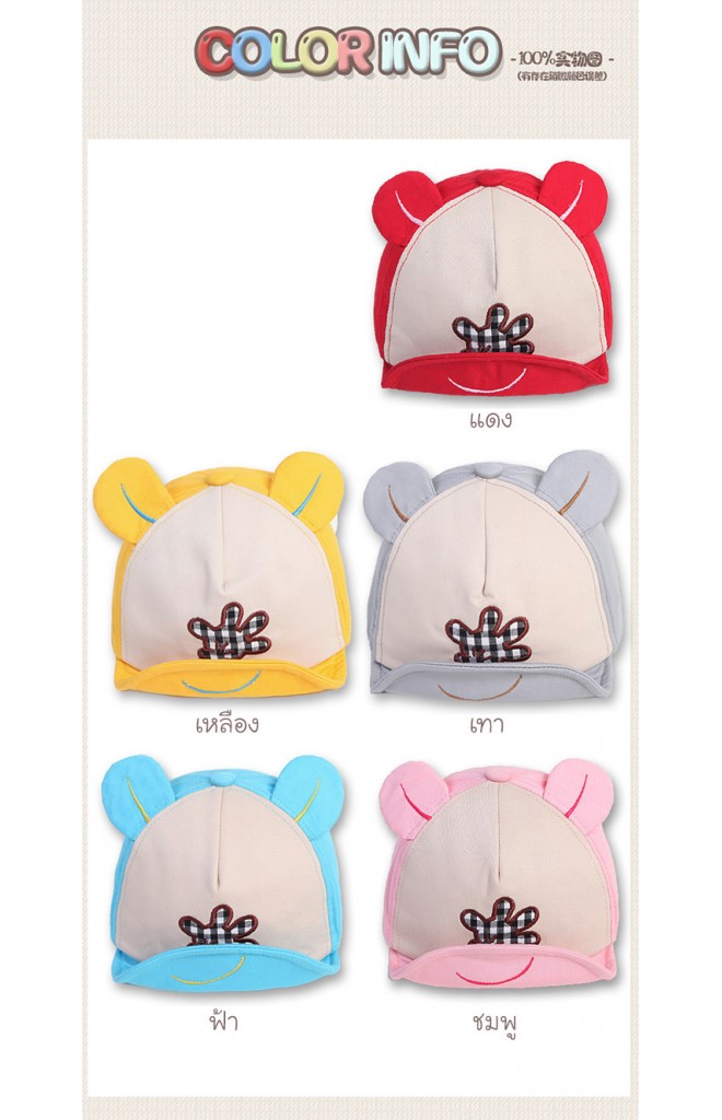 หมวกแก๊ปแต่งรูปมือ ใต้หมวกปักปากยิ้ม TIANYIBEAR