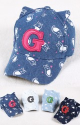 หมวกแก๊ปยีนส์เด็กโตลายแมว ปักอักษร G