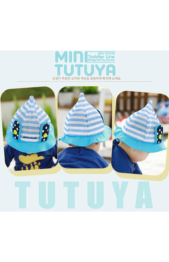หมวกเด็กปีกรอบผ้าตาข่ายแต่งหูกระต่าย TUTUYA